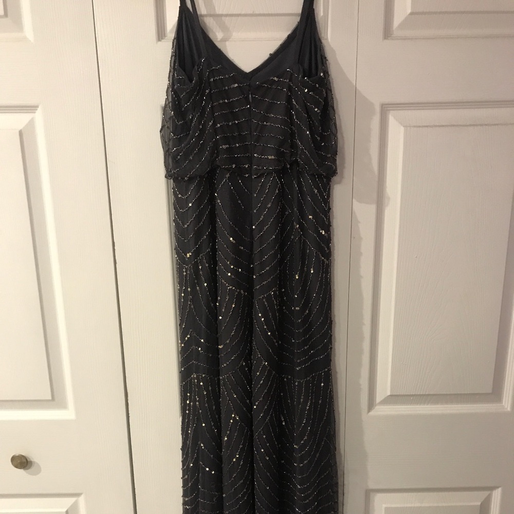 Adrianna Papell embellished blouson gown,gunmetal
